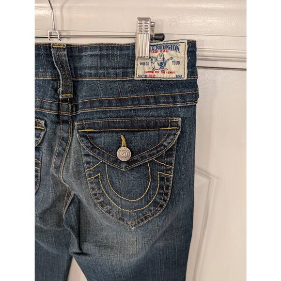True Religion Becca Mid Rise Bootcut Jeans women's 30 medium wash stitching Y2K - Picture 6 of 7